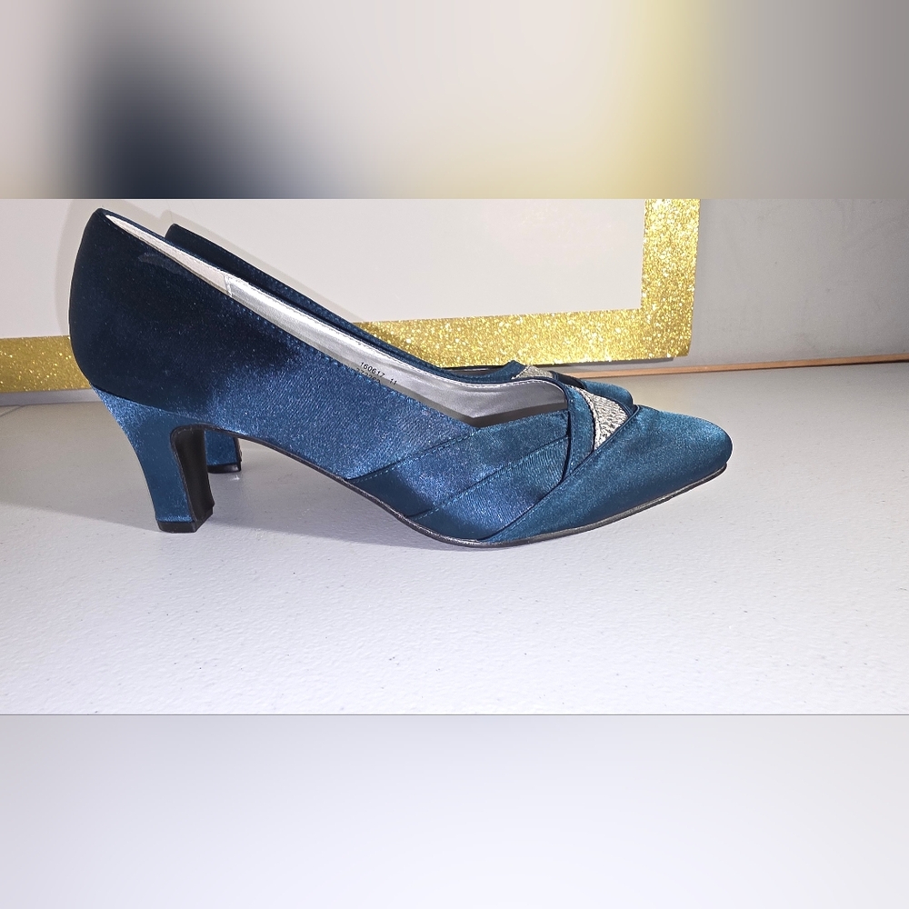 Angel Steps Elegant Teal Satin Women's Heels 9.5 W